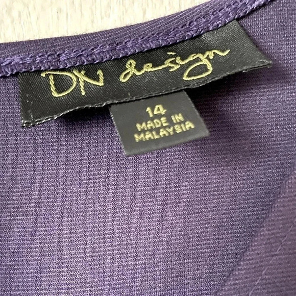 NWT DN Designs Purple Eggplant Gray Ponte Knit Jacket Dress Size 14, padded - Picture 8 of 11